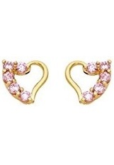 little extraordinary light pink Gold Journey Heart baby stud earrings